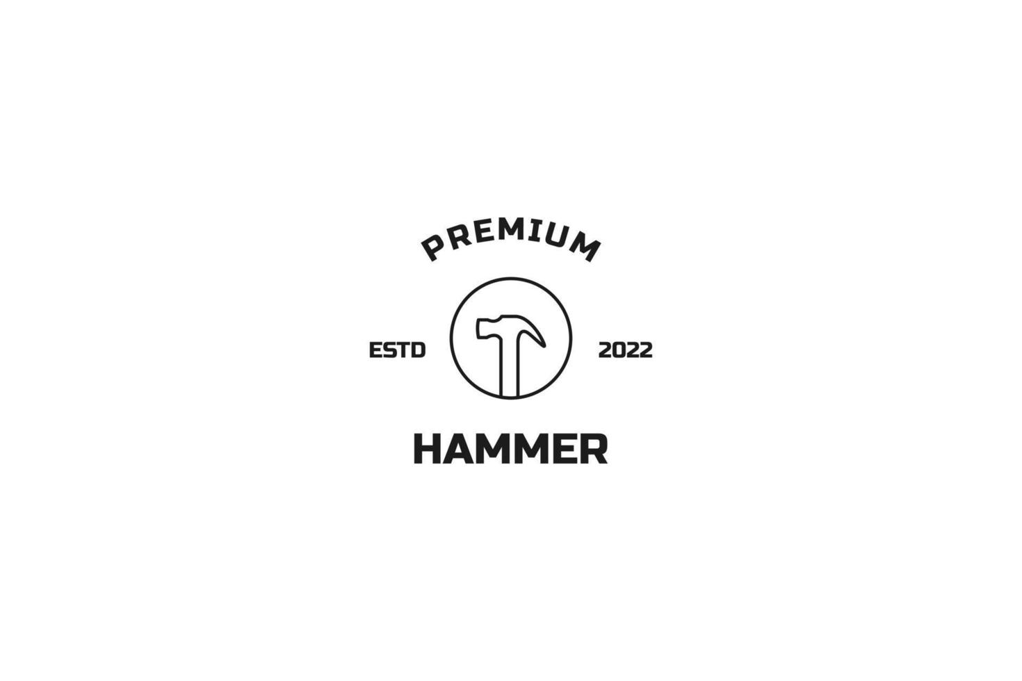 Flache Holzhammer-Zimmerei-Logo-Design-Vektorillustration vektor