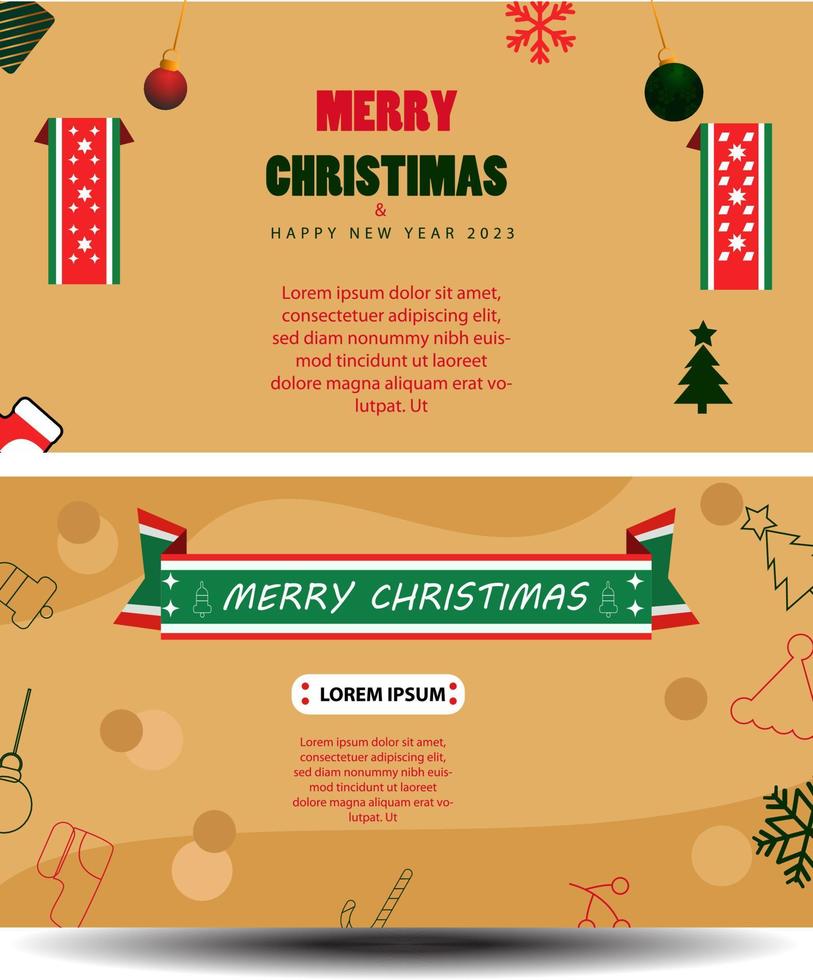 Vektor-Weihnachtsbanner-Pack-Sammlung mit Illustrationsball und für den Geburtsweihnachtstag und den guten Rutsch ins Neue Jahr-Gruß-Willkommensfeiertag vektor