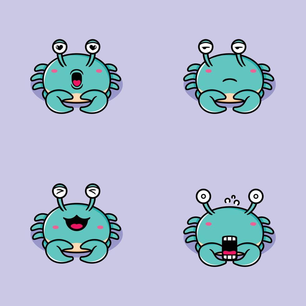 vektorillustration von kawaii-krabben-emoji vektor