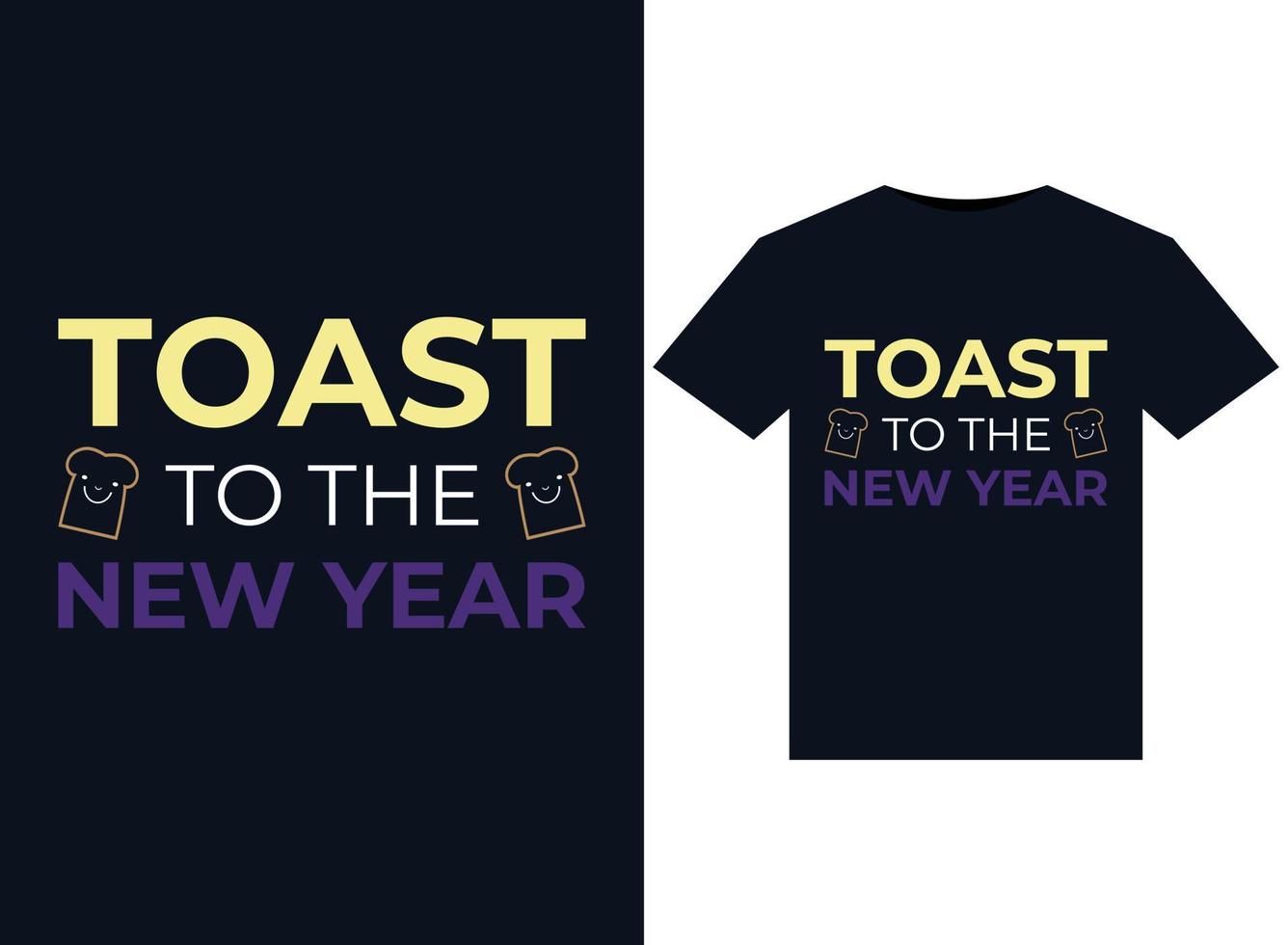 rostat bröd till de ny år illustrationer för tryckfärdig t-tröjor design vektor