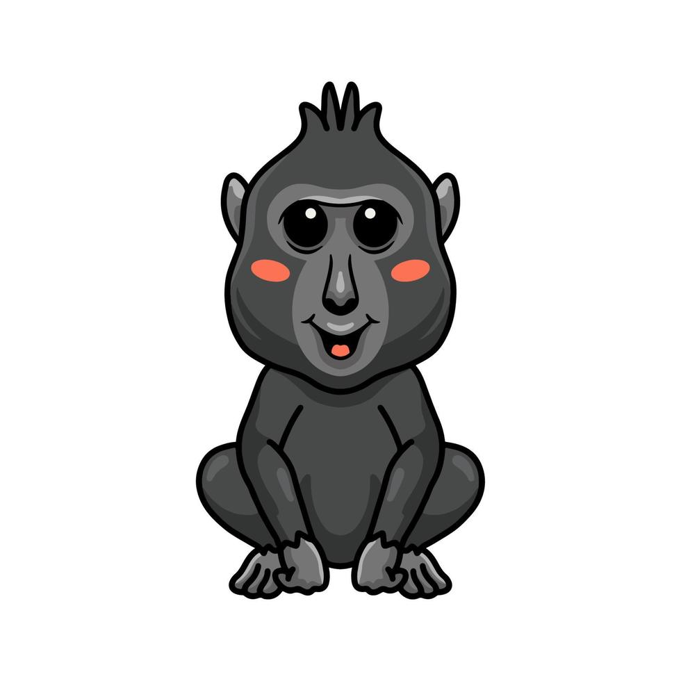 niedlicher kleiner Cartoon des schwarzen Makaken mit Haube vektor