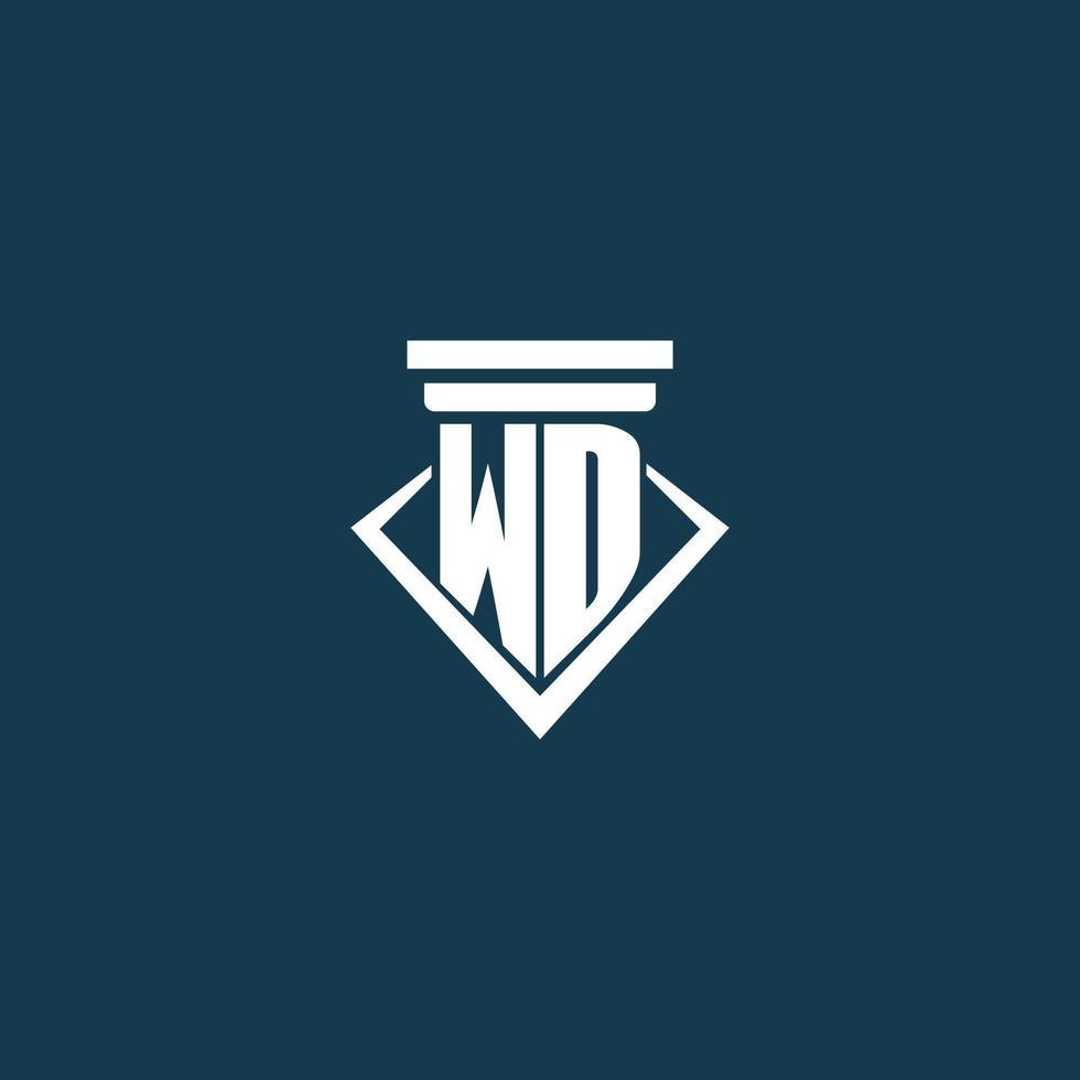 wd Initiale Monogramm Logo zum Gesetz Firma, Anwalt oder befürworten mit Säule Symbol Design vektor