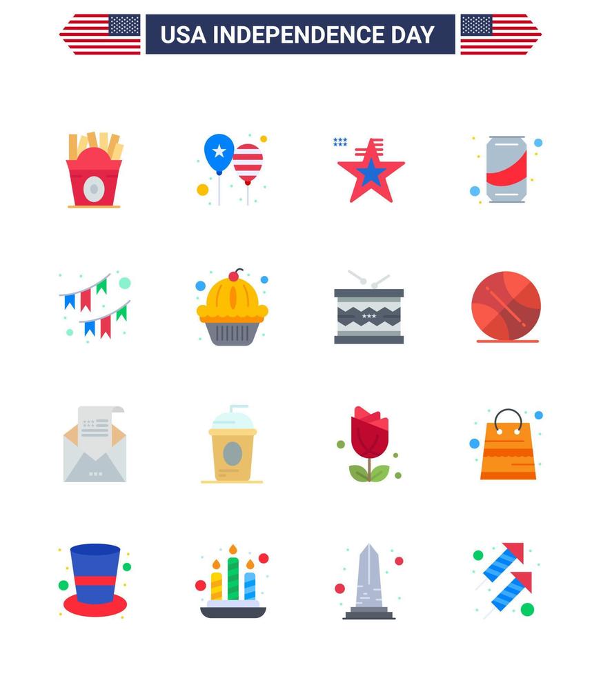 einstellen von 16 USA Tag Symbole amerikanisch Symbole Unabhängigkeit Tag Zeichen zum amerikanisch Limonade Amerika Flagge können USA editierbar USA Tag Vektor Design Elemente