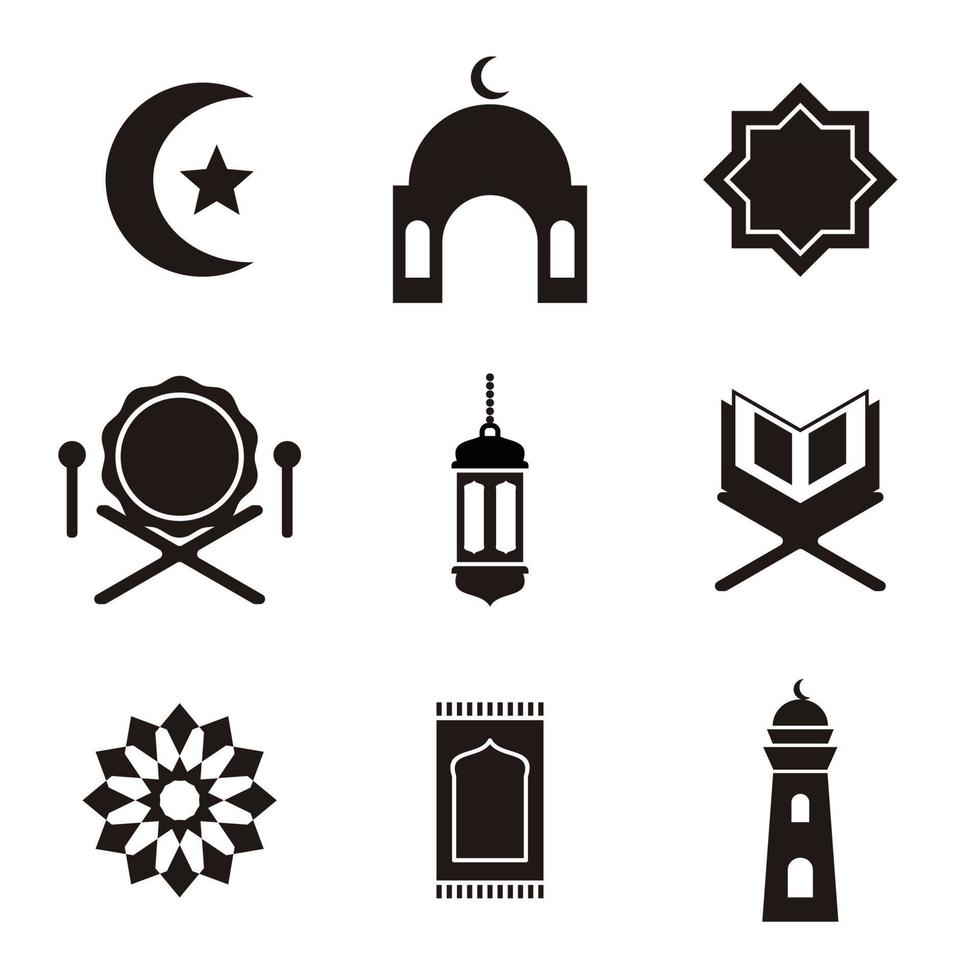 einstellen von islamisch Symbole auf Weiß Hintergrund eben Design, islamisch Vektor Illustration zum Ramadan Monat.