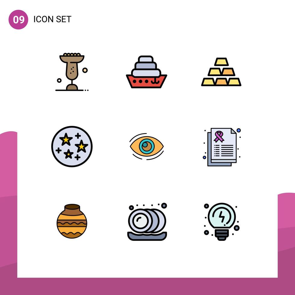 uppsättning av 9 modern ui ikoner symboler tecken för ser hitta guld öga Plats redigerbar vektor design element
