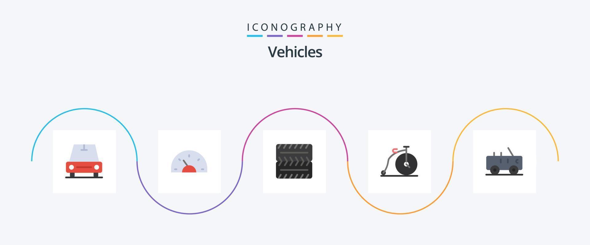 Fahrzeuge eben 5 Symbol Pack einschließlich . Jeep. Rad. Hummer. Transport vektor