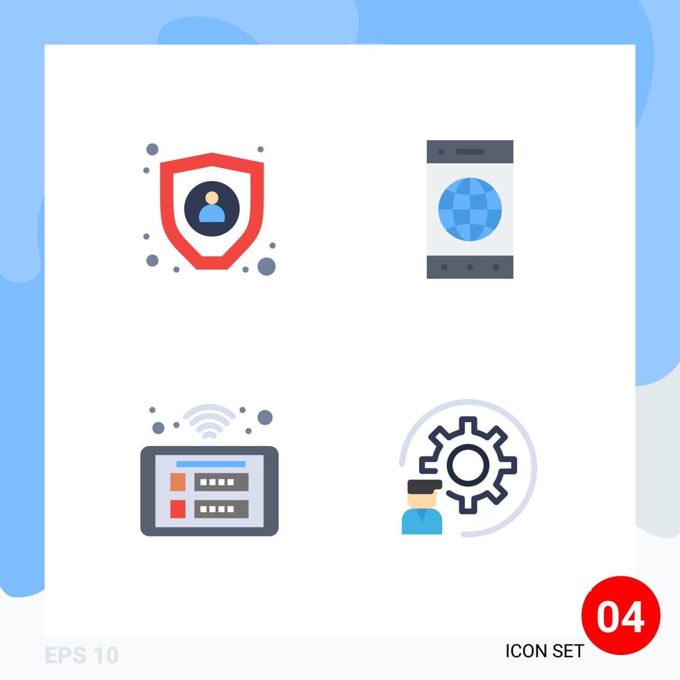 piktogram uppsättning av 4 enkel platt ikoner av data panel browser värld wiFi redigerbar vektor design element