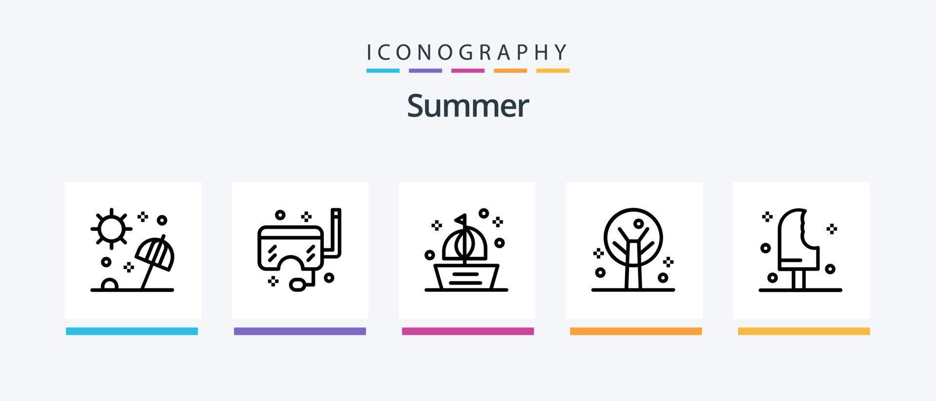 Sommer- Linie 5 Symbol Pack einschließlich Schnorchel. Ozean. Kamera. Maske. Sommer. kreativ Symbole Design vektor