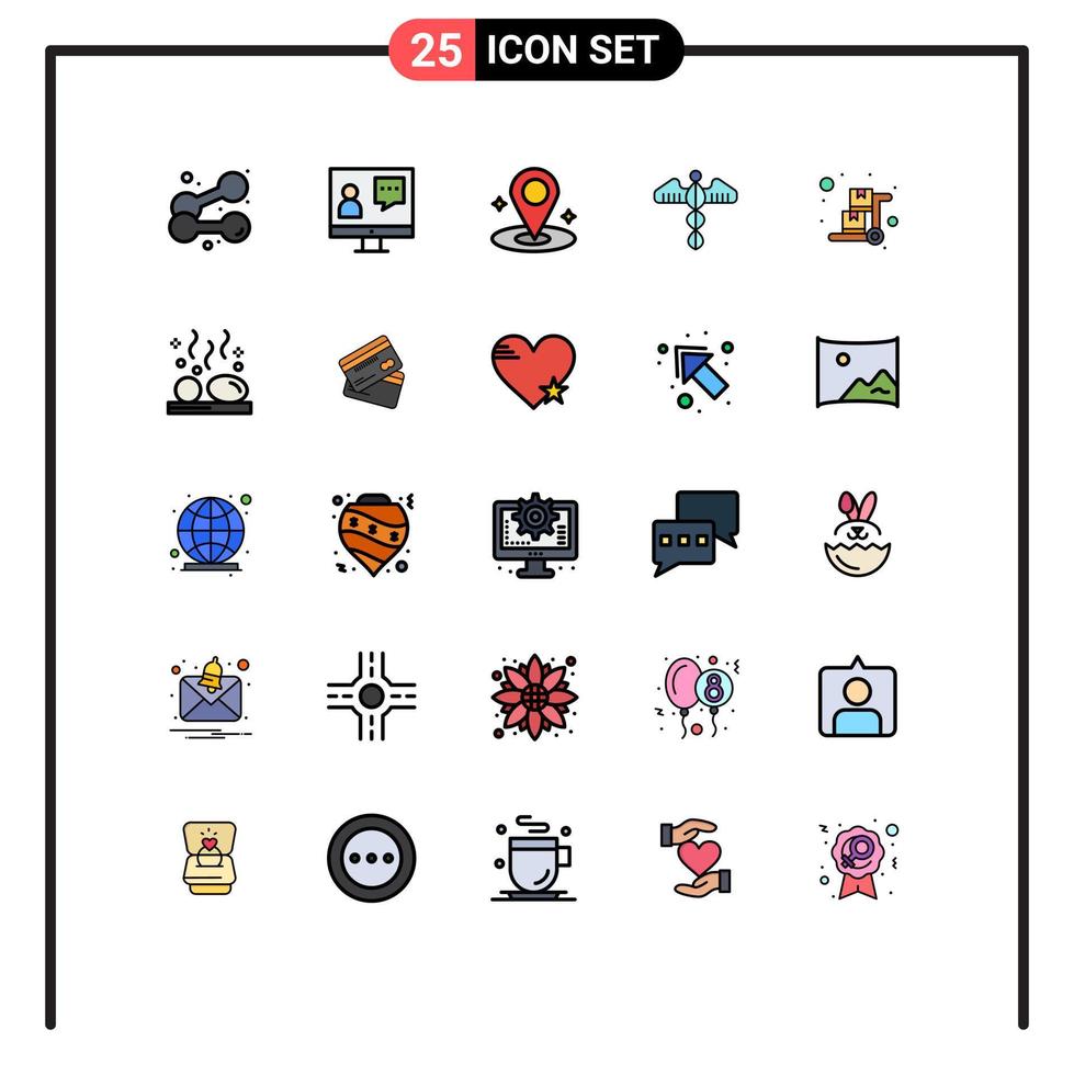 stock vektor ikon packa av 25 linje tecken och symboler för vagn hälsa service hjärta medicinsk redigerbar vektor design element