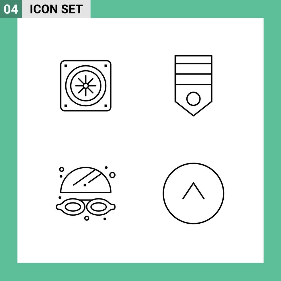 uppsättning av 4 modern ui ikoner symboler tecken för dator vatten armén rang pil redigerbar vektor design element