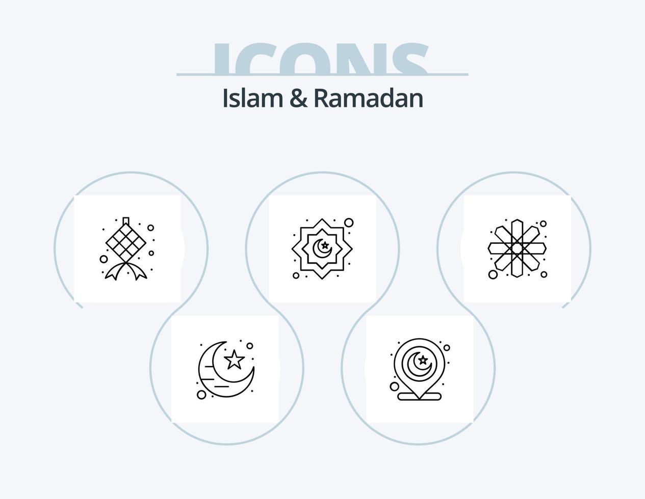 islam och ramadan linje ikon packa 5 ikon design. islam. ramadan. muslim. måne. firande vektor