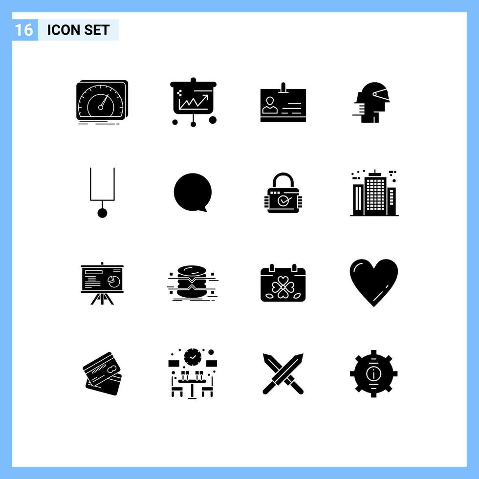 uppsättning av 16 vektor fast glyfer på rutnät för väg framåt- företag företag identitet redigerbar vektor design element