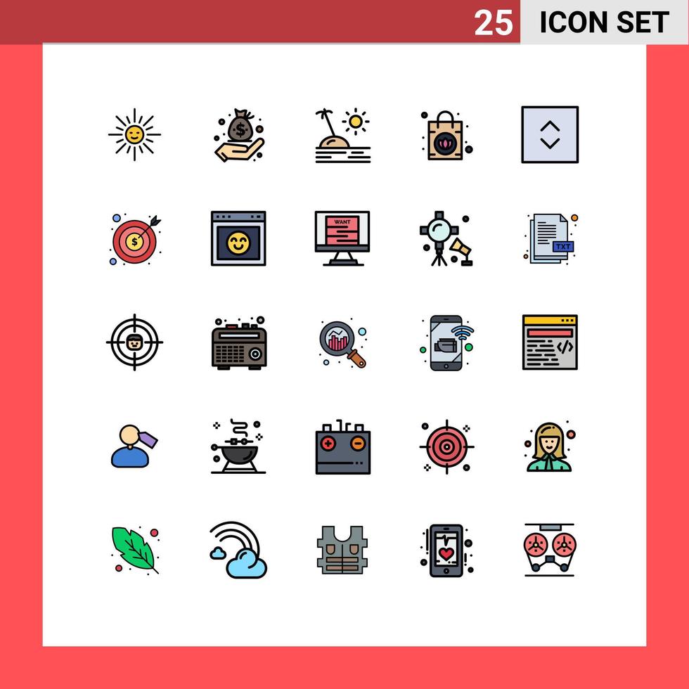 25 kreativ Symbole modern Zeichen und Symbole von Platz Pfeile Urlaub Geldbörse Handtasche editierbar Vektor Design Elemente