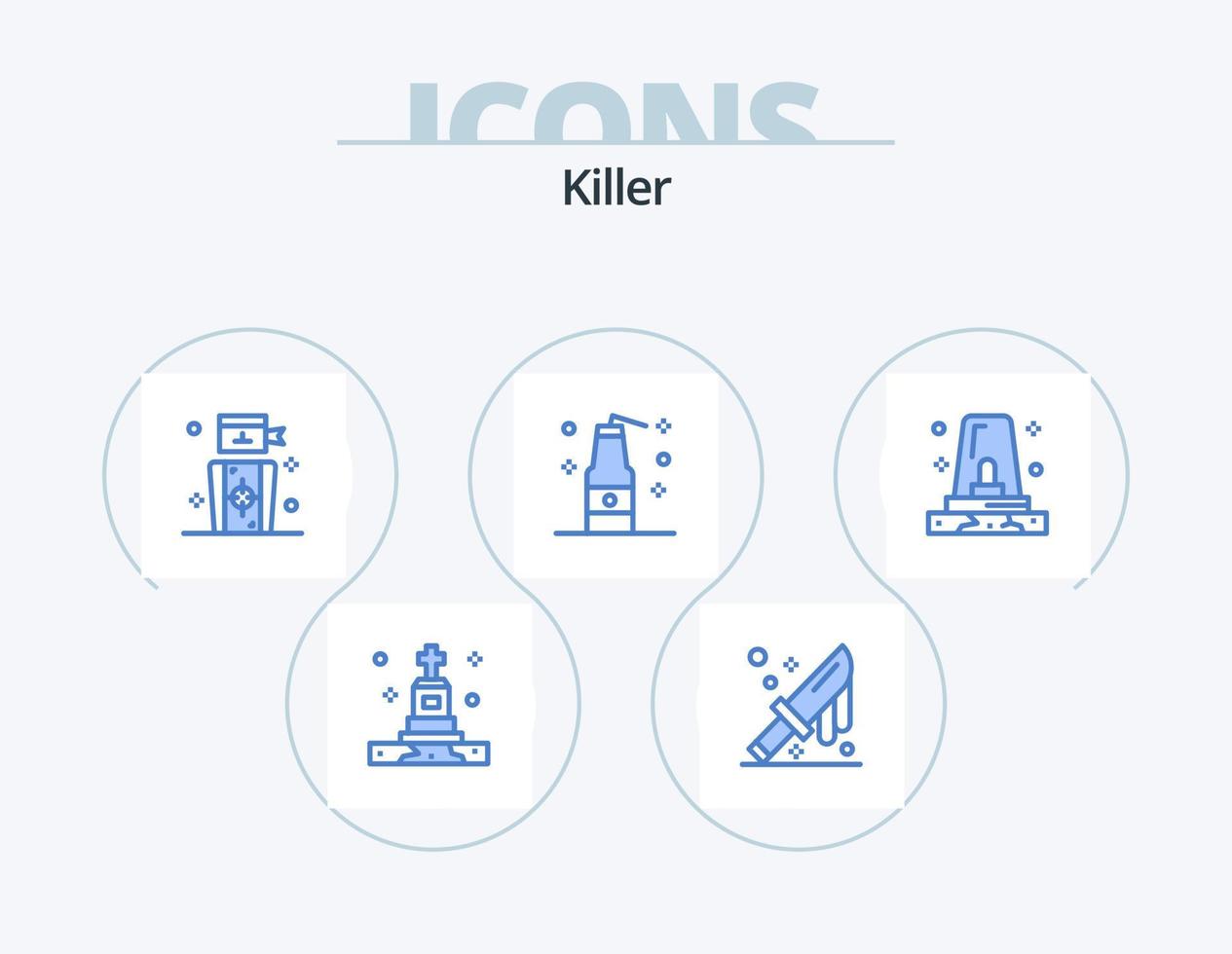 mördare blå ikon packa 5 ikon design. fara. vapen. dart. terrorism. bomba vektor