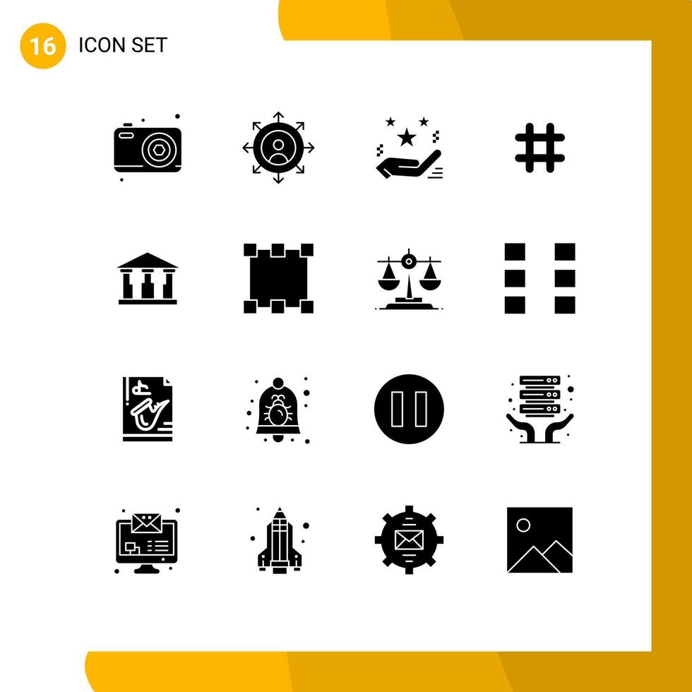 uppsättning av 16 modern ui ikoner symboler tecken för byggnad Twitter magi PIP Följ redigerbar vektor design element