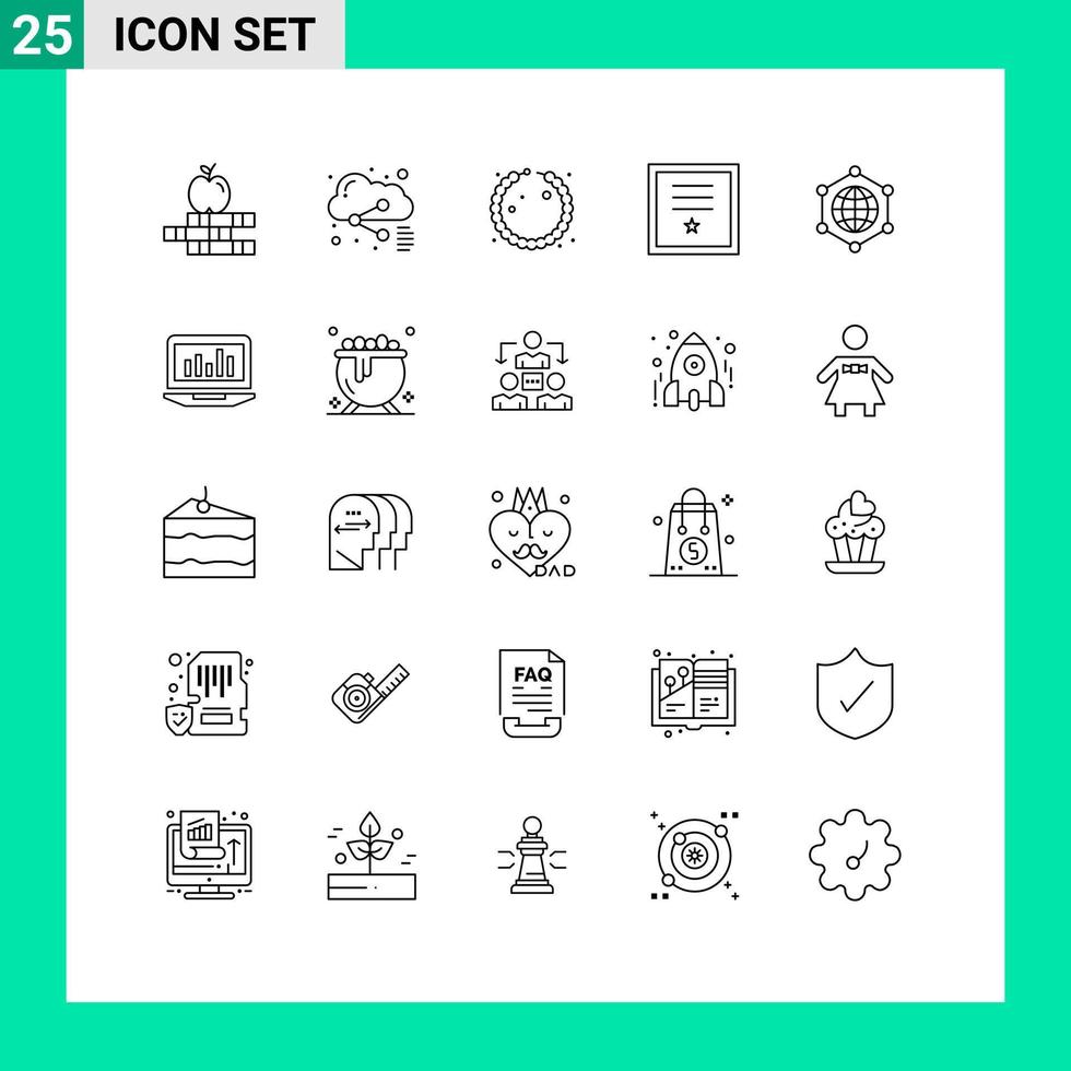 25 universell linje tecken symboler av internet global Smycken stämpel posta redigerbar vektor design element