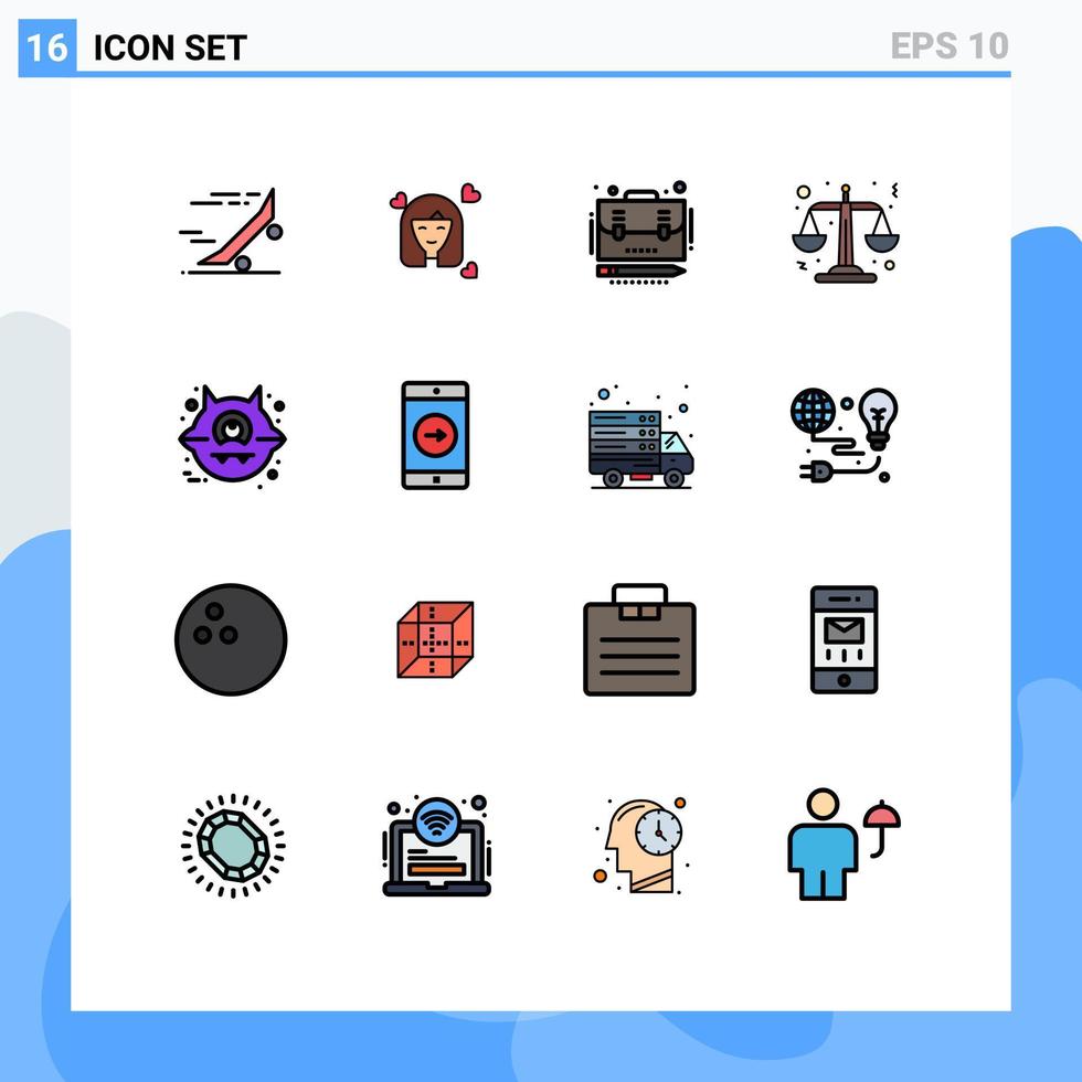 16 universell platt Färg fylld linje tecken symboler av djur- lag avatar rättvisa portfölj redigerbar kreativ vektor design element