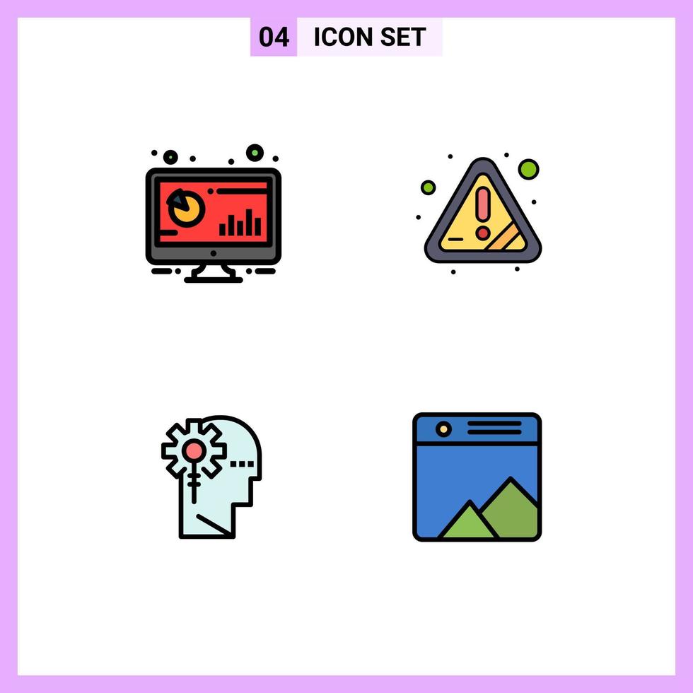 4 kreativ ikoner modern tecken och symboler av analytisk analys övervaka varning mänsklig redigerbar vektor design element