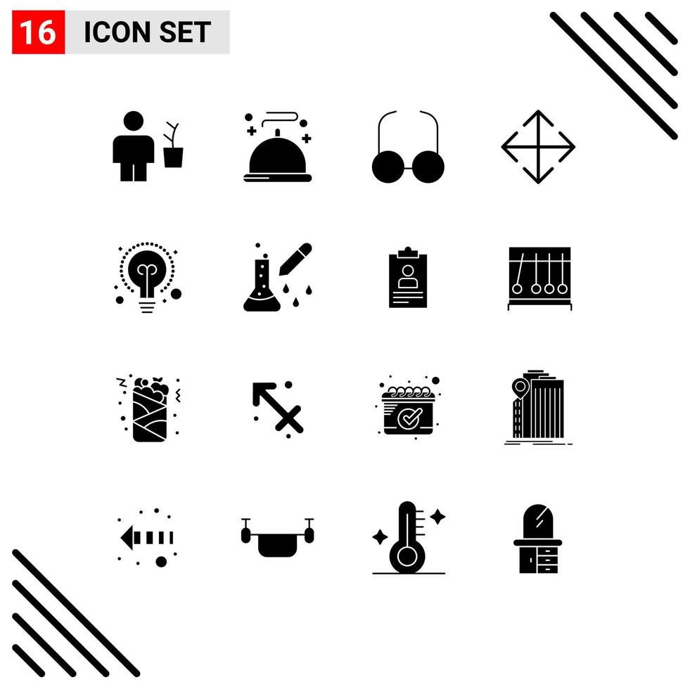 16 thematisch Vektor solide Glyphen und editierbar Symbole von Idee Birne Bedienung verwandeln Pfeil editierbar Vektor Design Elemente