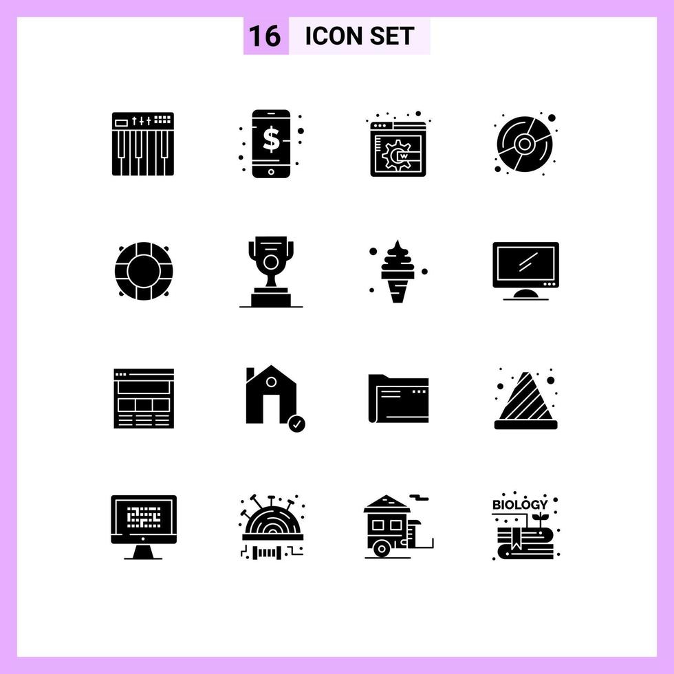 16 kreativ ikoner modern tecken och symboler av jobb livräddare smart strand dvd redigerbar vektor design element
