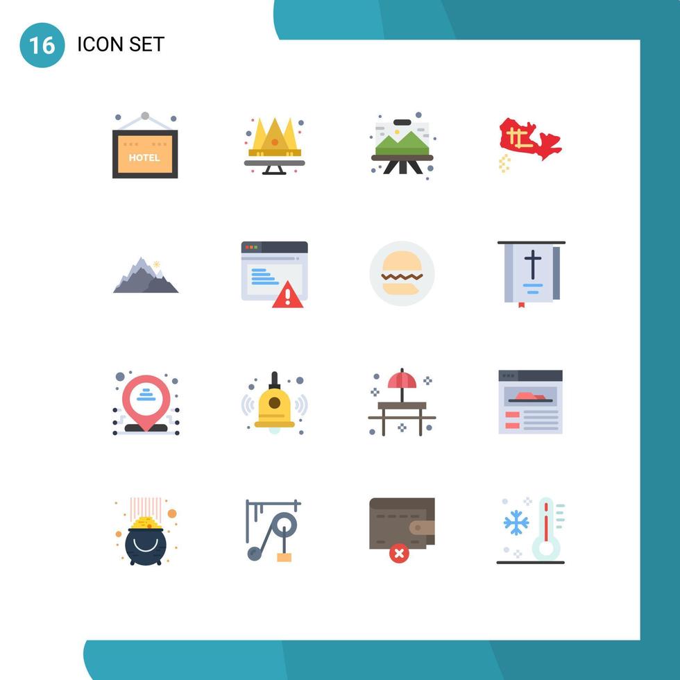 uppsättning av 16 modern ui ikoner symboler tecken för kulle berg teckning plats kanada redigerbar packa av kreativ vektor design element