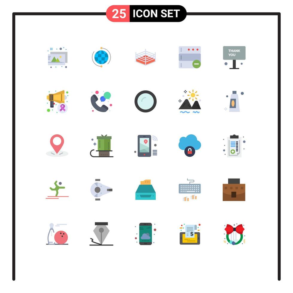 25 användare gränssnitt platt Färg packa av modern tecken och symboler av tecken server internet radera brottning redigerbar vektor design element