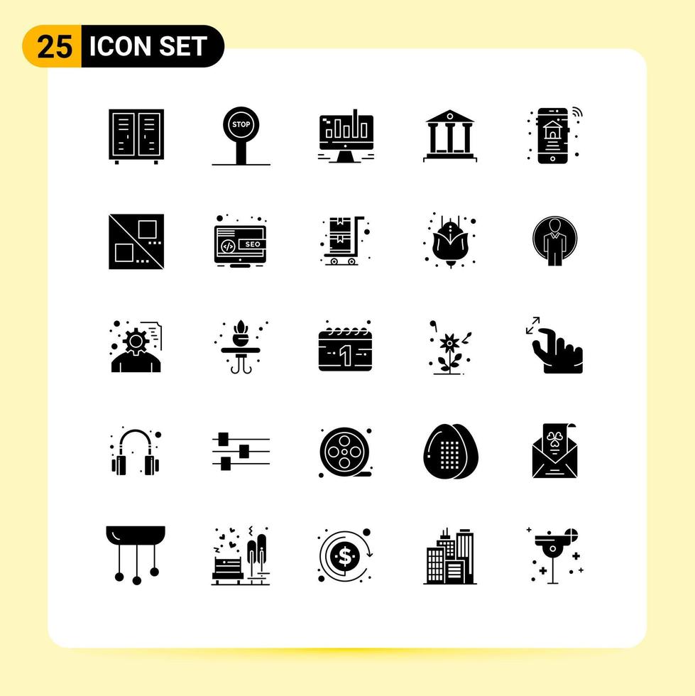 Gruppe von 25 solide Glyphen Zeichen und Symbole zum Zuhause Ersparnisse Geschäft Anzahlung Netz editierbar Vektor Design Elemente