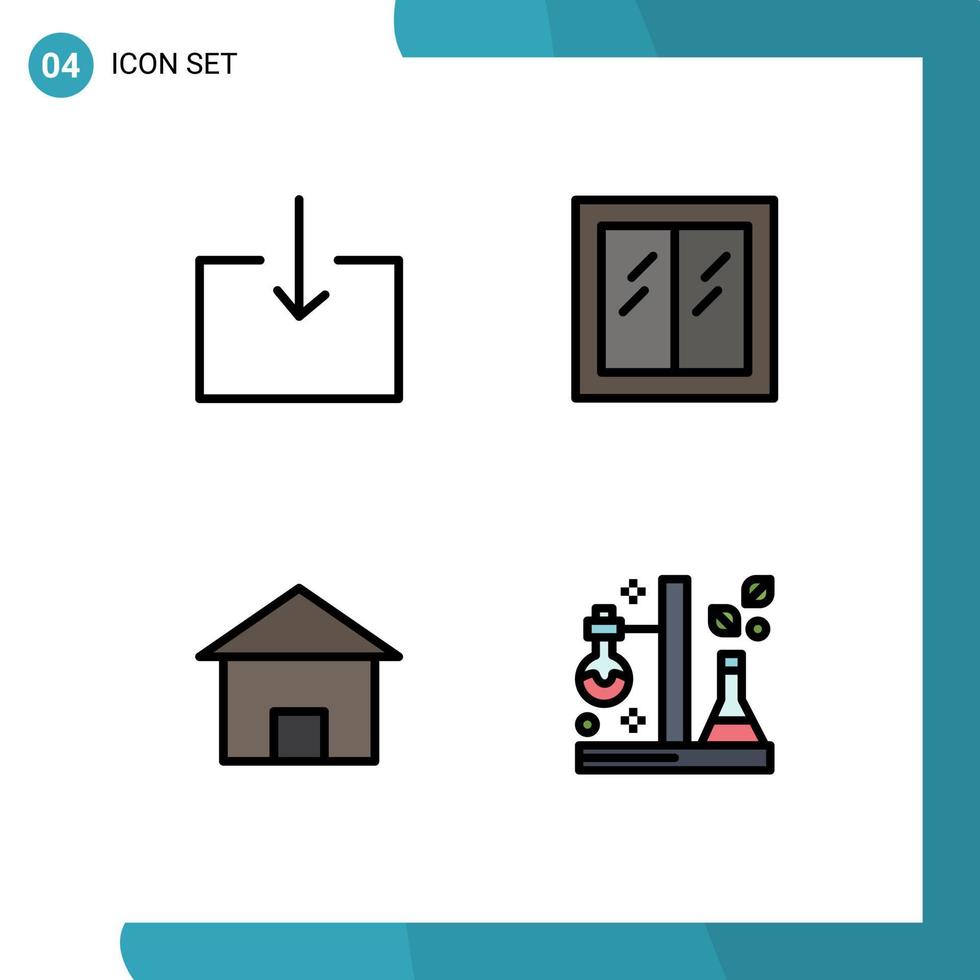 stock vektor ikon packa av 4 linje tecken och symboler för pil Hem glas fönster hydda redigerbar vektor design element