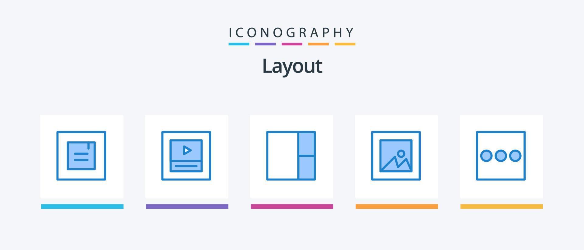 Layout Blau 5 Symbol Pack einschließlich . Bild. Speisekarte. kreativ Symbole Design vektor