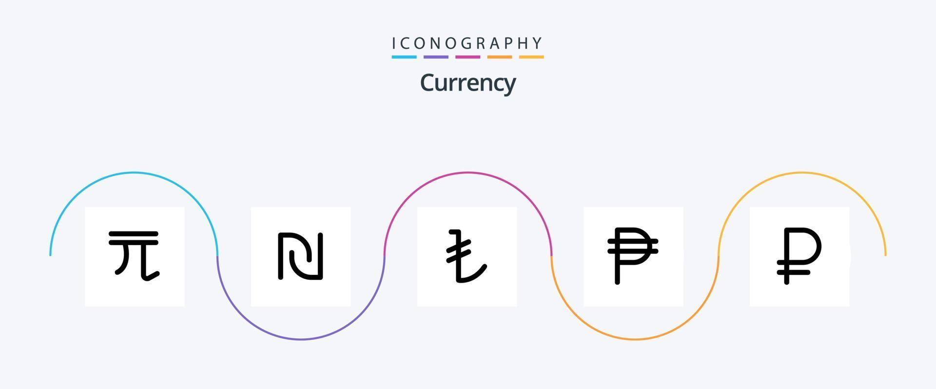 Währung Linie 5 Symbol Pack einschließlich Währung . Währung . versuchen. Türkisch vektor