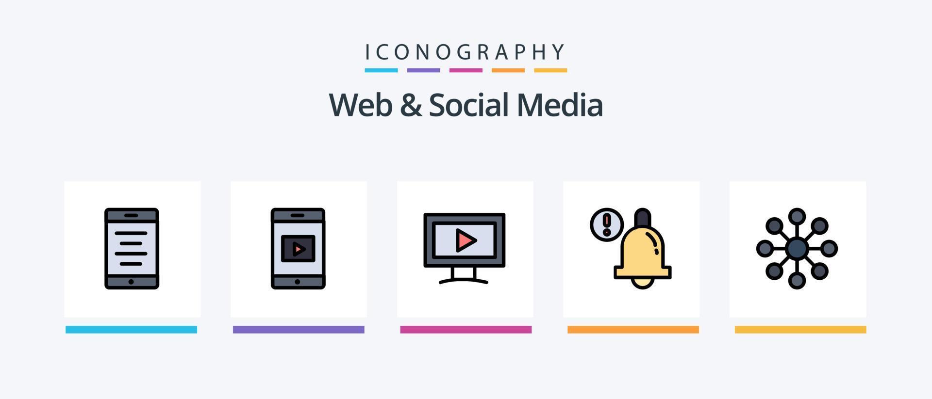 Netz und Sozial Medien Linie gefüllt 5 Symbol Pack einschließlich . Bildschirm . Medien. Monitor . Zelle. kreativ Symbole Design vektor