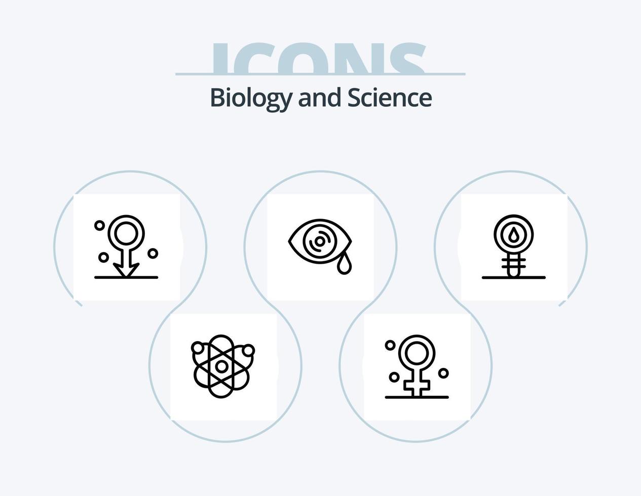 biologi linje ikon packa 5 ikon design. fysik. dna. rökning. biologi. kemi vektor
