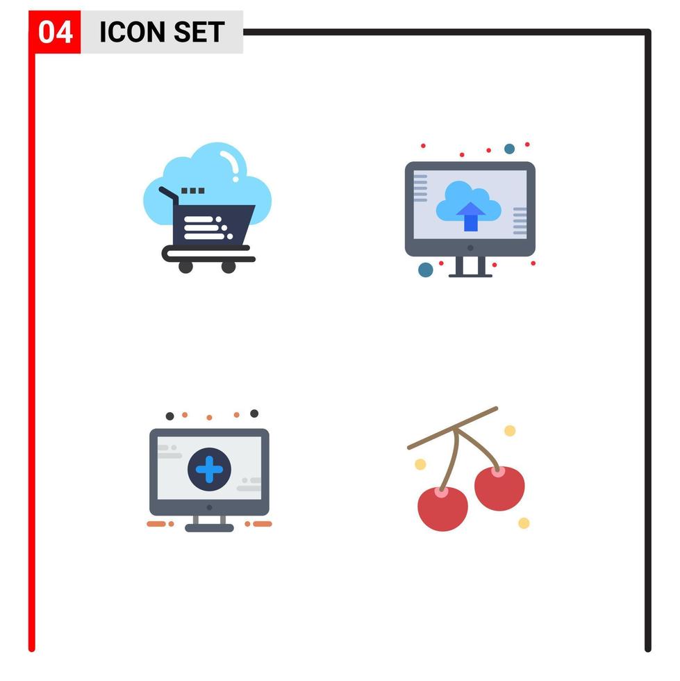modern uppsättning av 4 platt ikoner och symboler sådan som handla medicinsk e-handel dator tecken redigerbar vektor design element