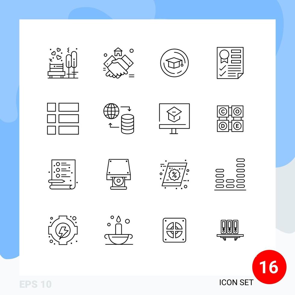 16 universell översikt tecken symboler av band sida hus dokumentera gradering redigerbar vektor design element