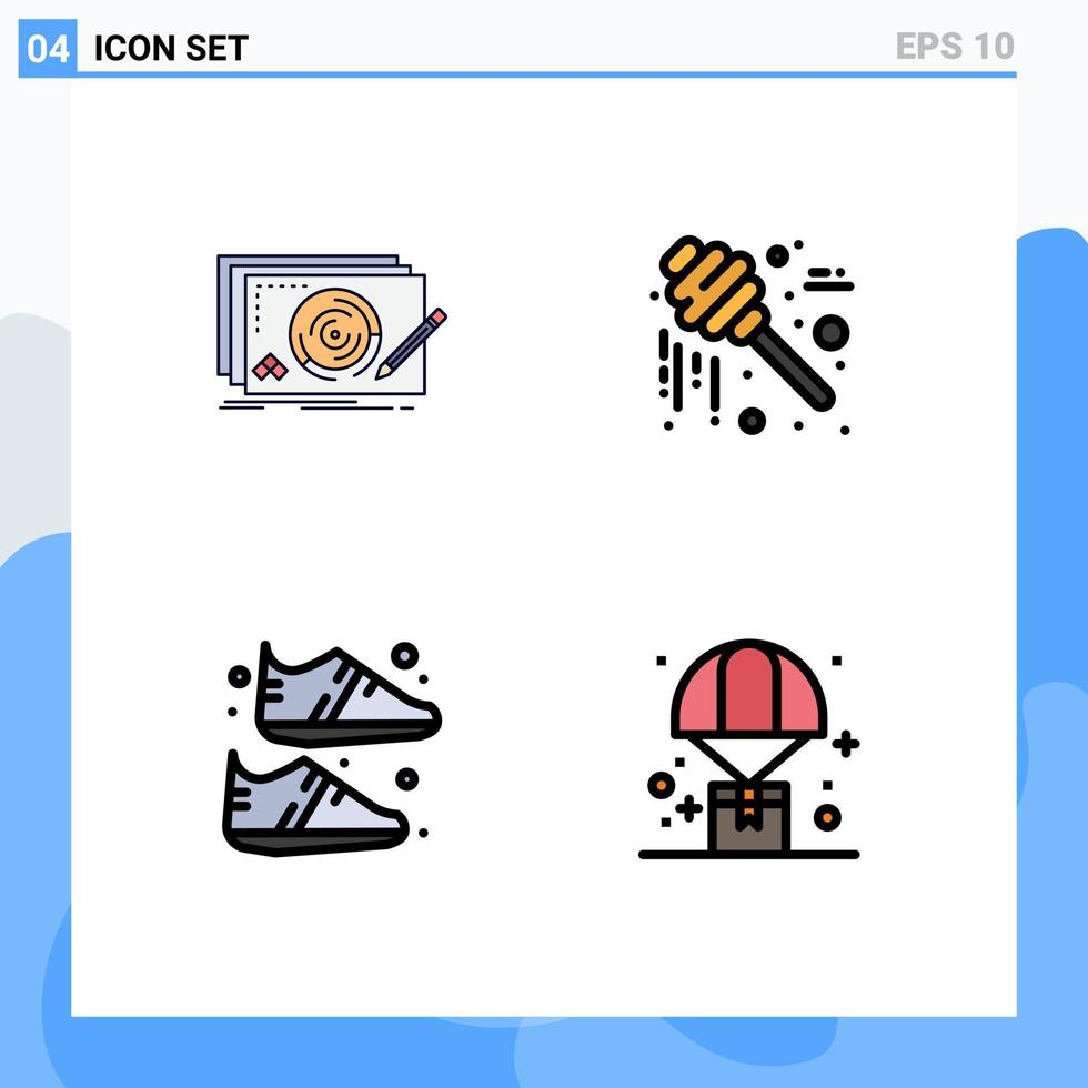 modern uppsättning av 4 fylld linje platt färger pictograph av nivå Kläder komplett burk sko redigerbar vektor design element