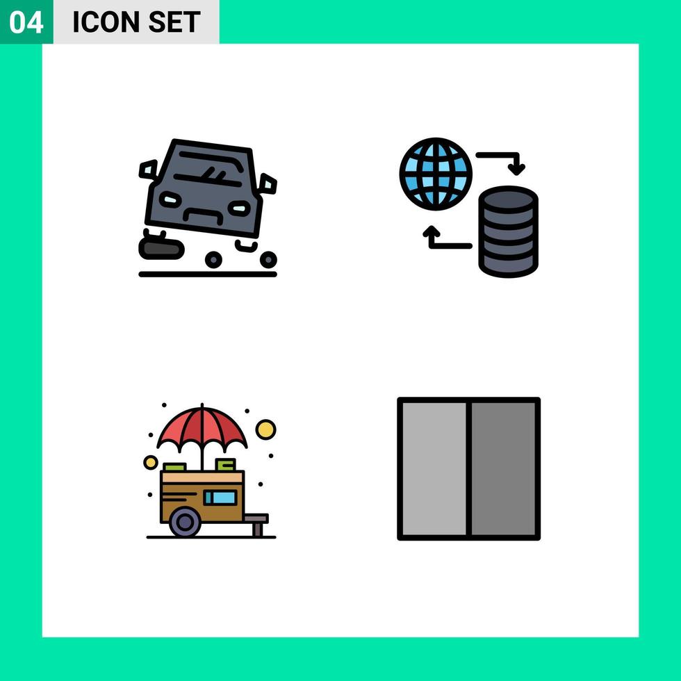 stock vektor ikon packa av 4 linje tecken och symboler för omkörning bås sylt service gata redigerbar vektor design element