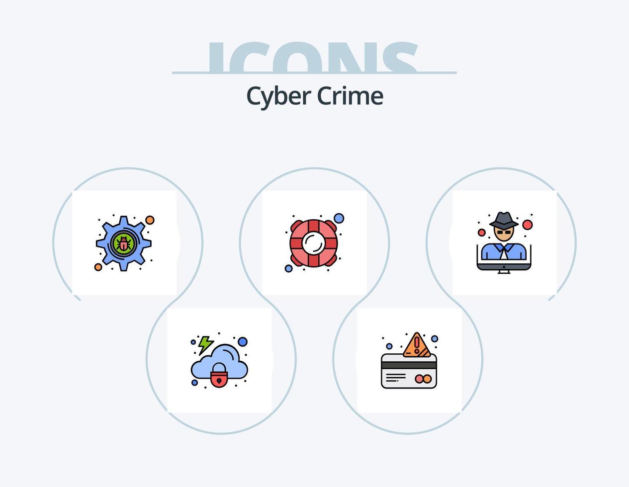 Cyber Verbrechen Linie gefüllt Symbol Pack 5 Symbol Design. Verbrechen. Netz. Email. Netz. Schutz vektor