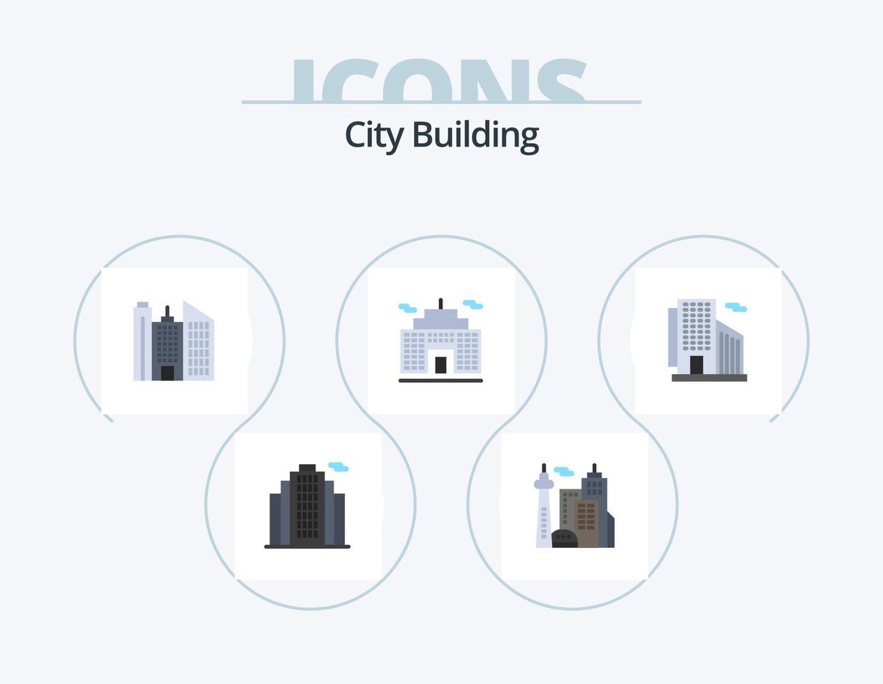 stad byggnad platt ikon packa 5 ikon design. . skyskrapa. företag. kontor. företag vektor