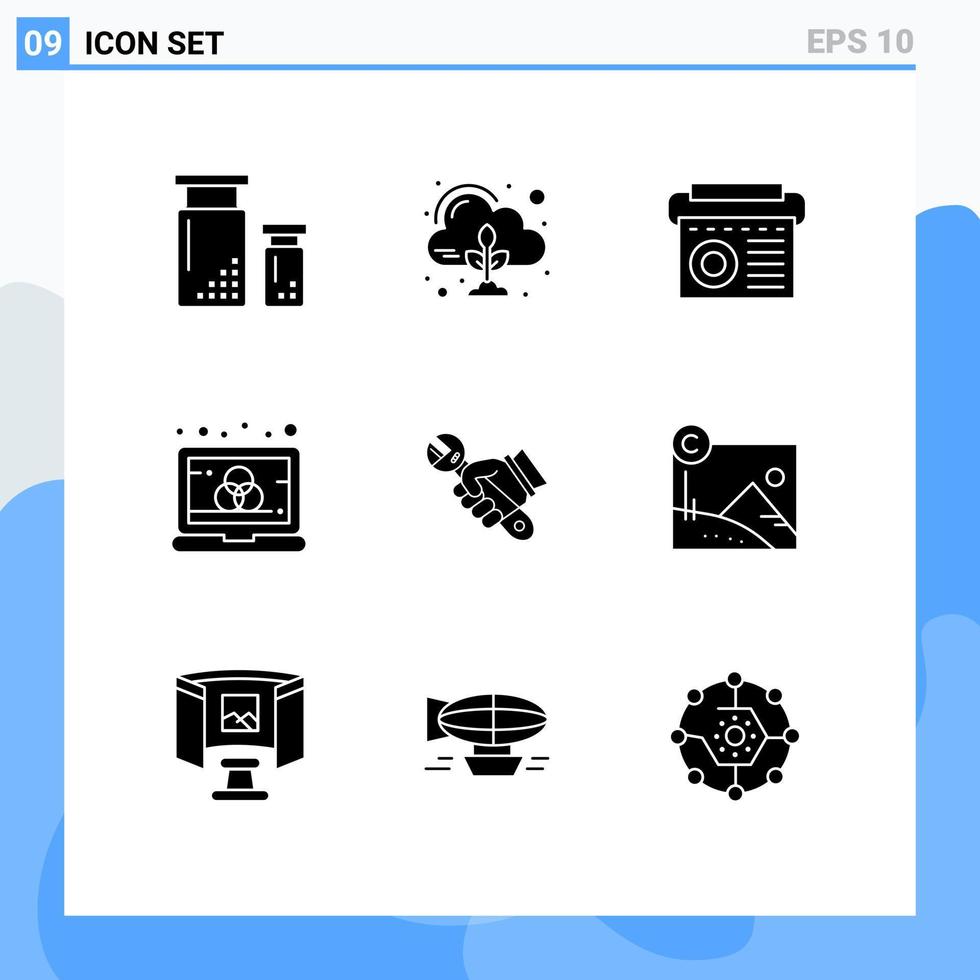 9 kreativ ikoner modern tecken och symboler av rycka bärbar dator moln dator radio redigerbar vektor design element