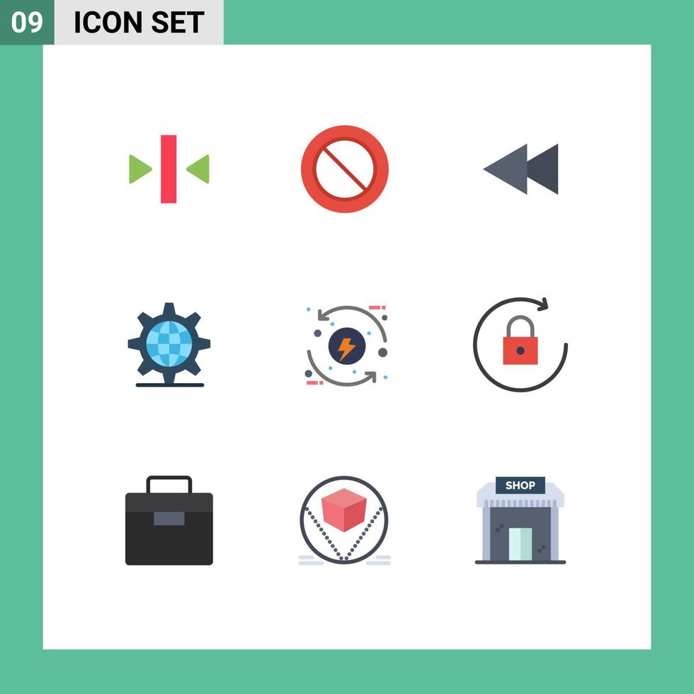9 Universal- eben Farbe Zeichen Symbole von Entwicklung Prozess zurück Rahmen Internet editierbar Vektor Design Elemente