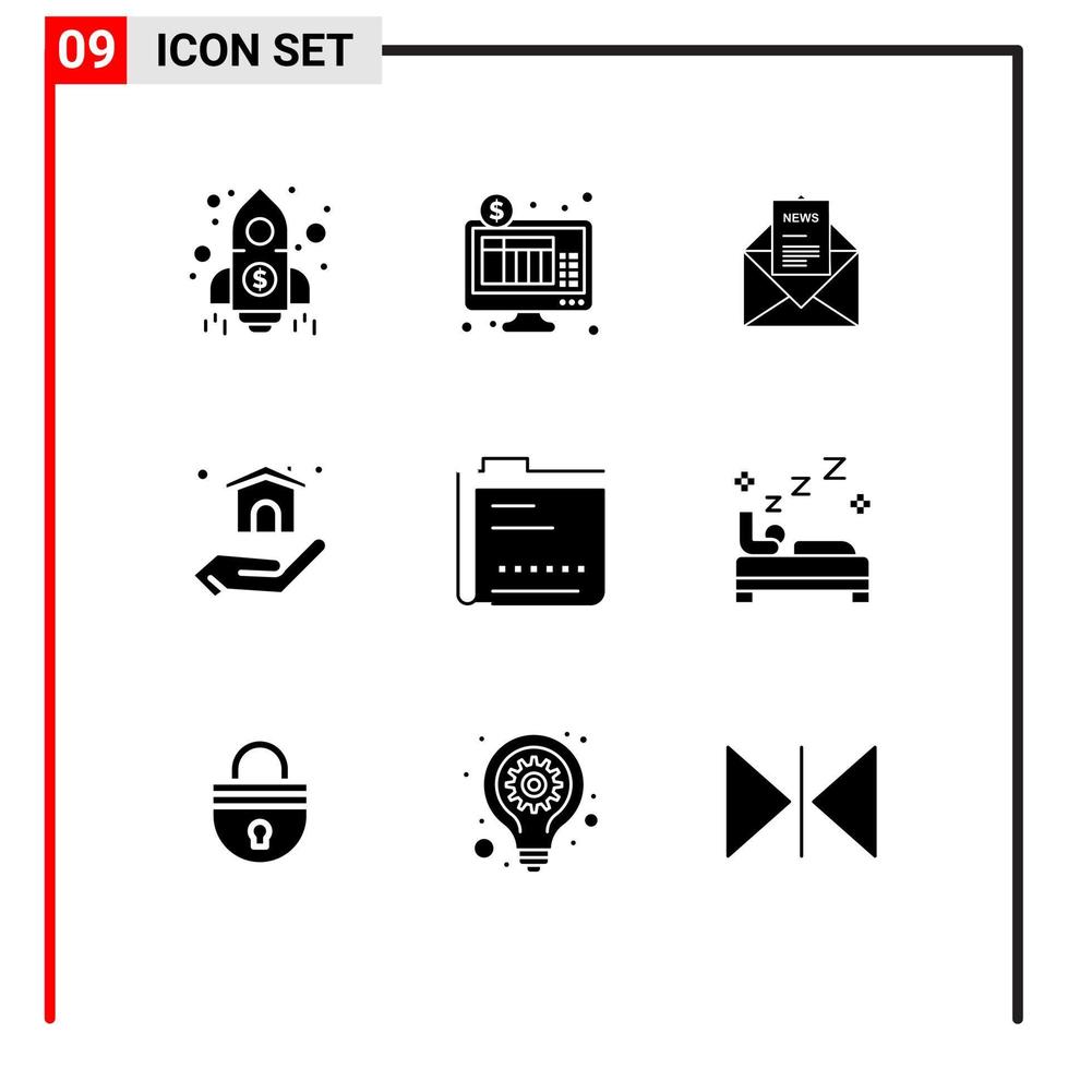 uppsättning av 9 modern ui ikoner symboler tecken för innehåll verklig egendom Nyheter Hem brev redigerbar vektor design element