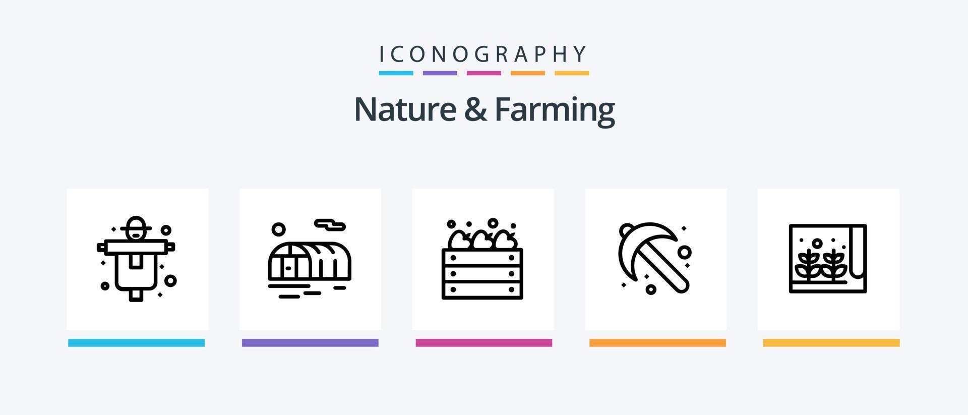 natur och jordbruk linje 5 ikon packa Inklusive jordbruk. lantbruk. jordbruk. solros. blomma. kreativ ikoner design vektor