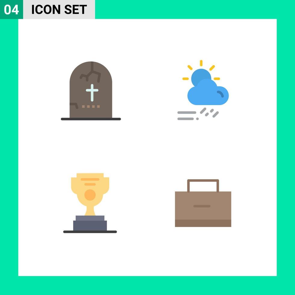 4 platt ikon begrepp för webbplatser mobil och appar död väder Skräck dag arbetstagare redigerbar vektor design element