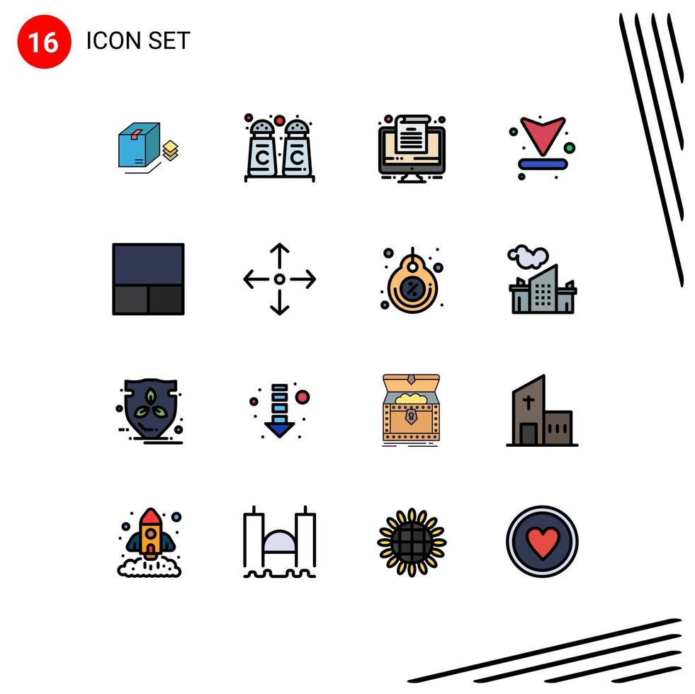 piktogram uppsättning av 16 enkel platt Färg fylld rader av bygga ut layout dokumentera rutnät upp redigerbar kreativ vektor design element