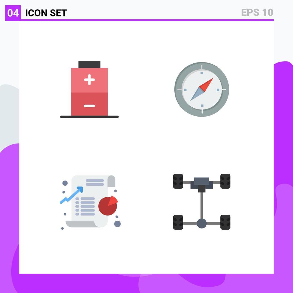 4 universell platt ikoner uppsättning för webb och mobil tillämpningar batteri Graf navigering gps statistisk redigerbar vektor design element