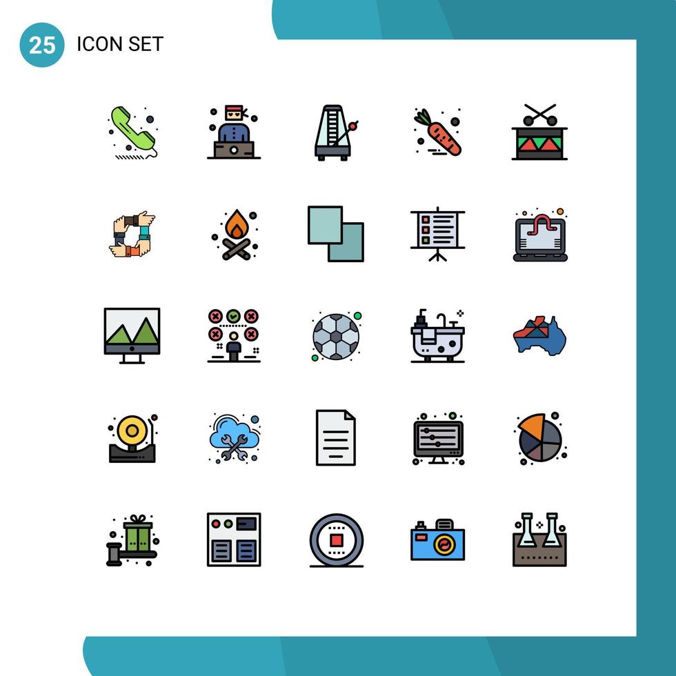 uppsättning av 25 modern ui ikoner symboler tecken för jul mat tjuv morot musik redigerbar vektor design element