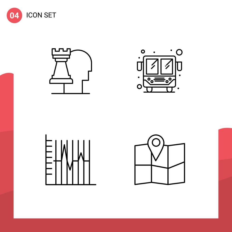 stock vektor ikon packa av 4 linje tecken och symboler för företag statistik strategisk offentlig transport återhämtning redigerbar vektor design element