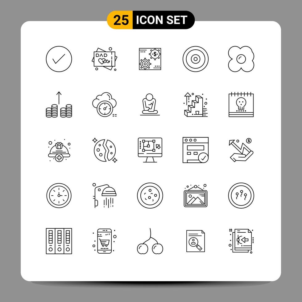 grupp av 25 rader tecken och symboler för mål mobil inkomst vinst framställning redigerbar vektor design element