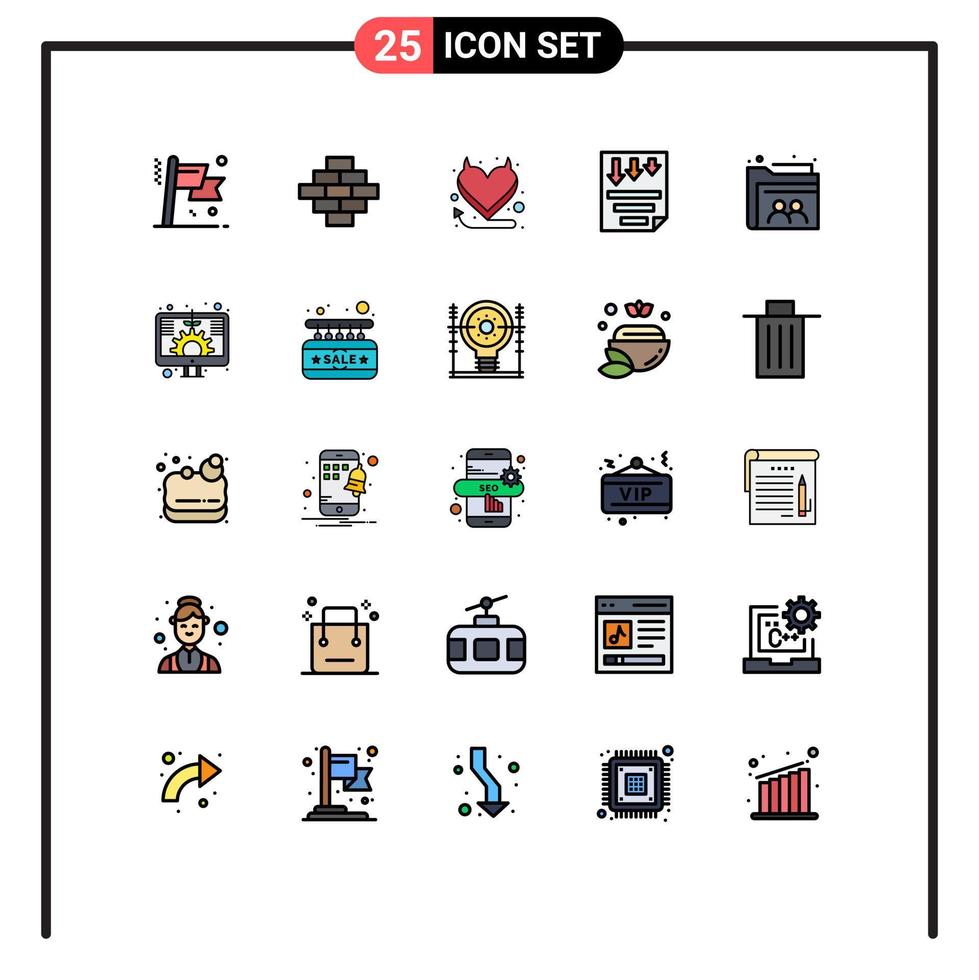 universell ikon symboler grupp av 25 modern fylld linje platt färger av fil webb hjärta Rapportera sida redigerbar vektor design element