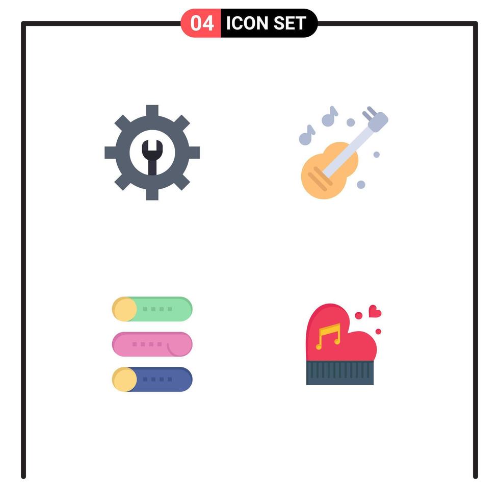 4 användare gränssnitt platt ikon packa av modern tecken och symboler av redskap växla gitarr musik klassisk redigerbar vektor design element